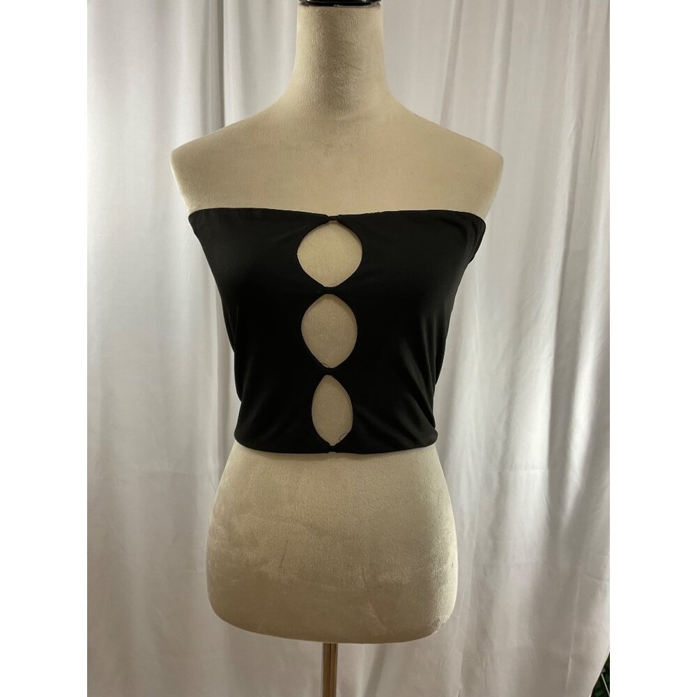 NWT Women's Silk x Peppermayo Black Organic Form Tube Top Size10